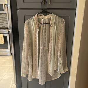 Bohemian Loose Airy Moonlight Sheer Front Button Flowy Blouse